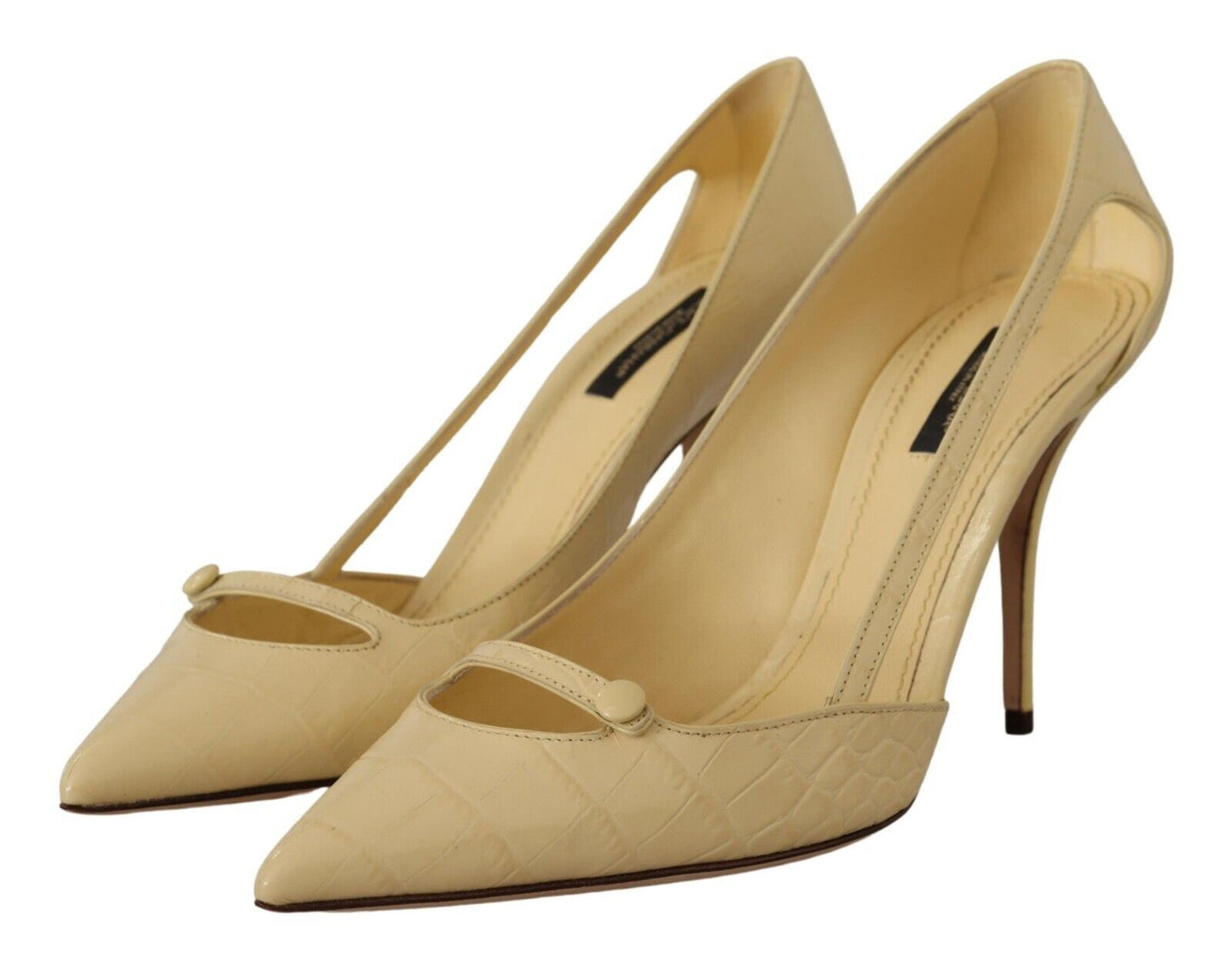 Dolce & Gabbana Chic Pointed Toe Leather Pumps in Sunshine Yellow EU39 / US8.5