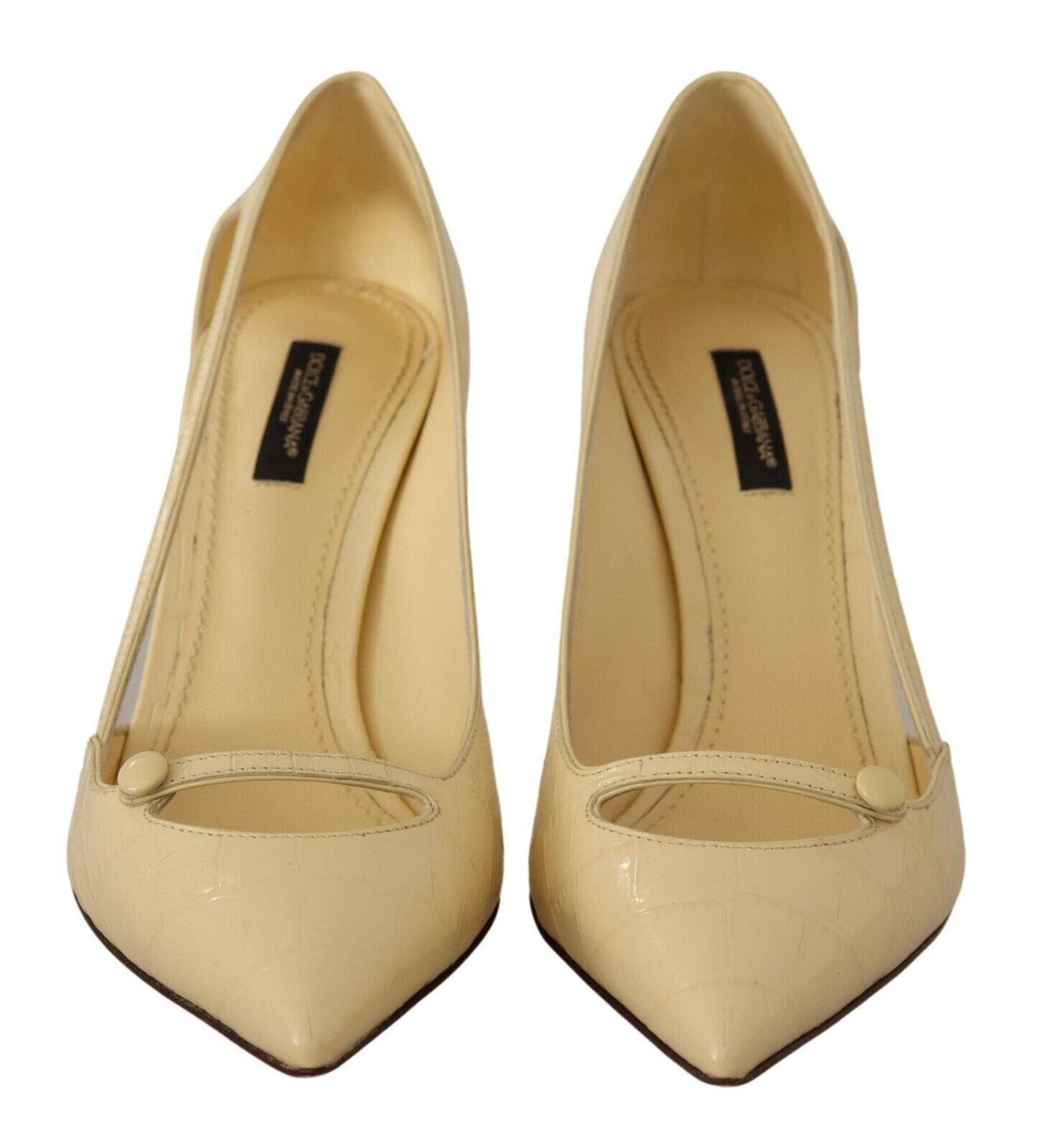 Dolce & Gabbana Chic Pointed Toe Leather Pumps in Sunshine Yellow EU39 / US8.5