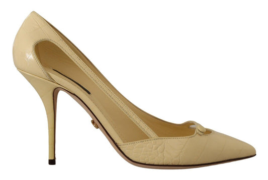 Dolce & Gabbana Chic Pointed Toe Leather Pumps in Sunshine Yellow EU39 / US8.5