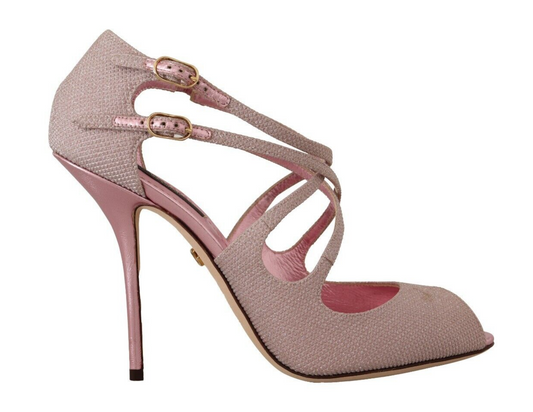 Dolce & Gabbana Pink Glitter Peep Toe High Heels Sandals EU39 / US8.5