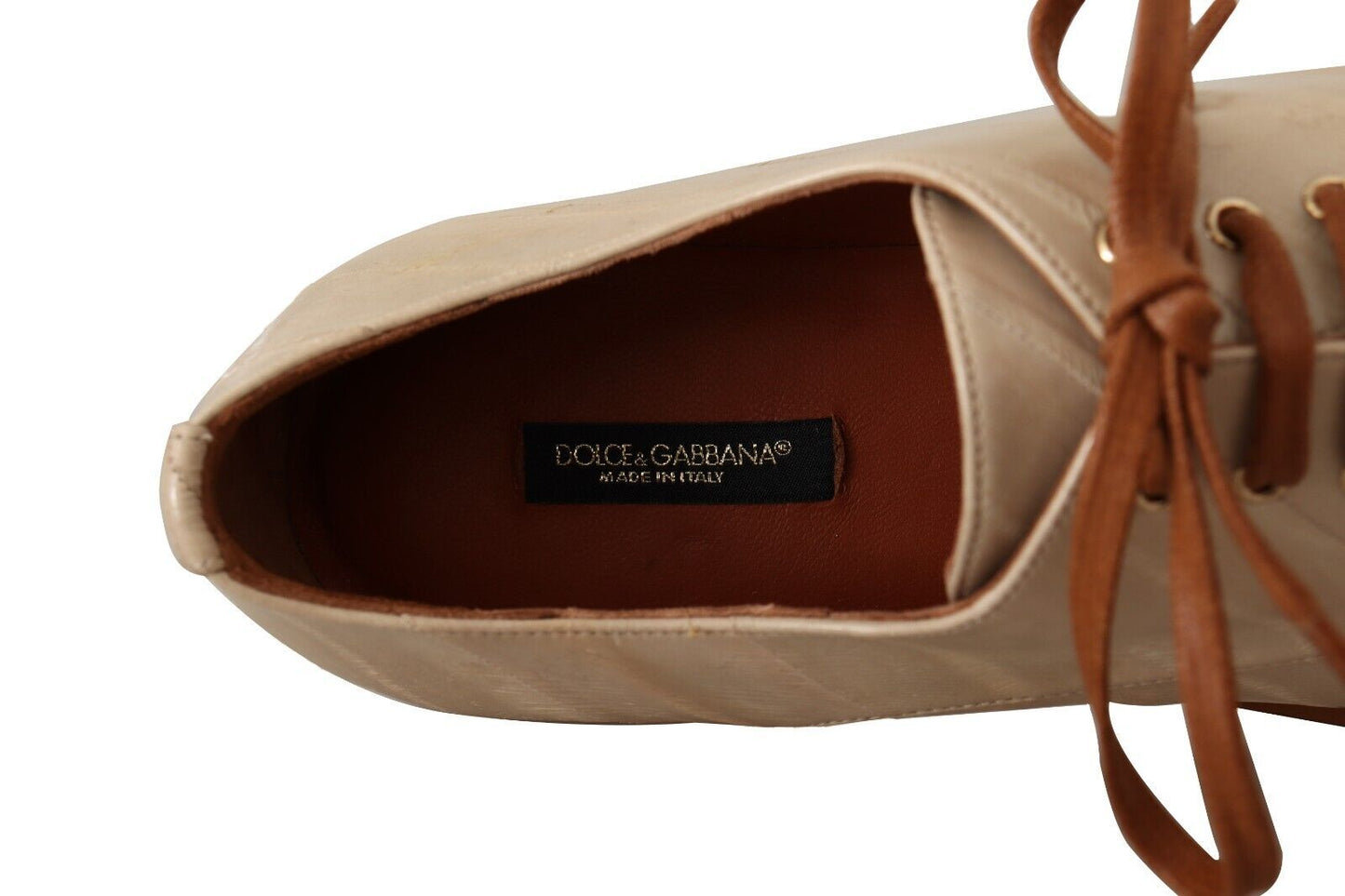 Dolce & Gabbana Elegant Beige Eel Leather Formal Flats EU39 / US8.5