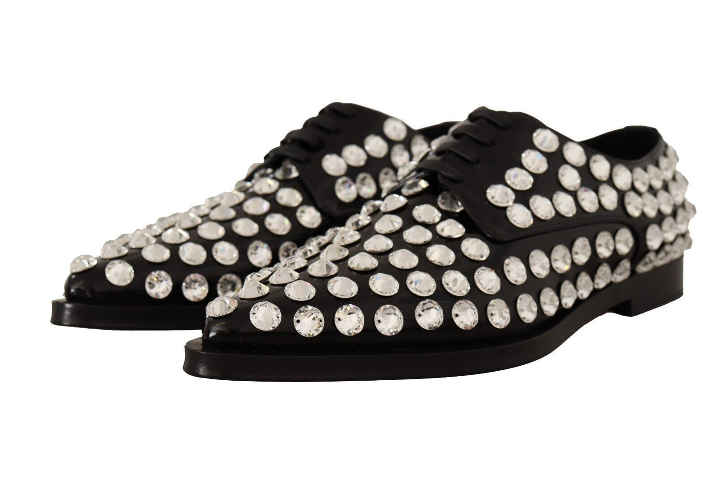 Dolce & Gabbana Crystal-Embellished Leather Formal Flats EU41 / US10.5