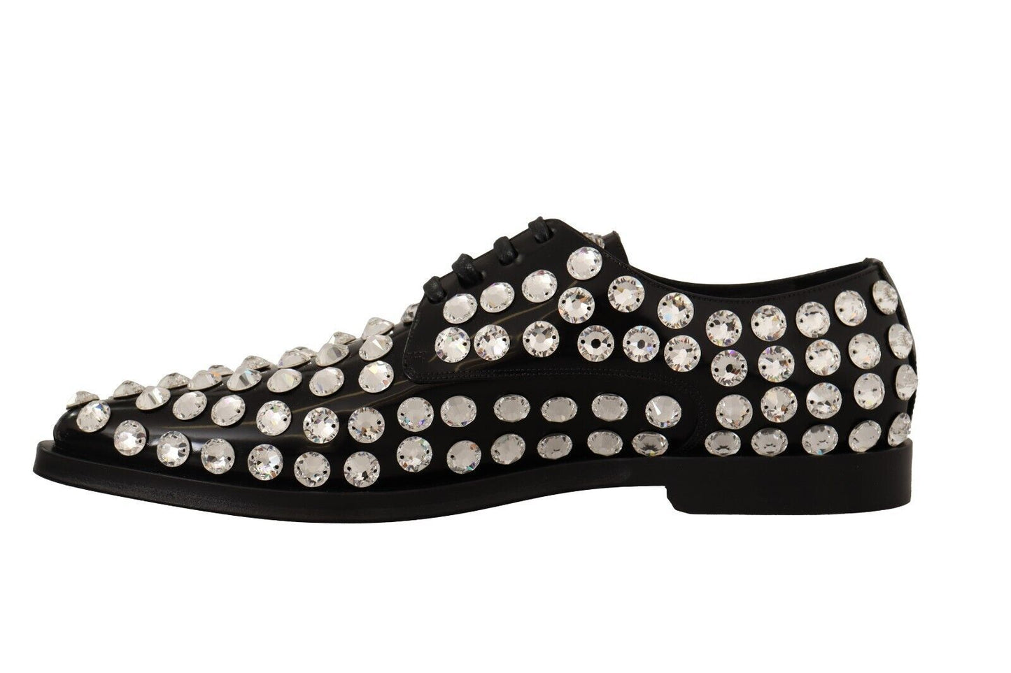 Dolce & Gabbana Crystal-Embellished Leather Formal Flats EU41 / US10.5