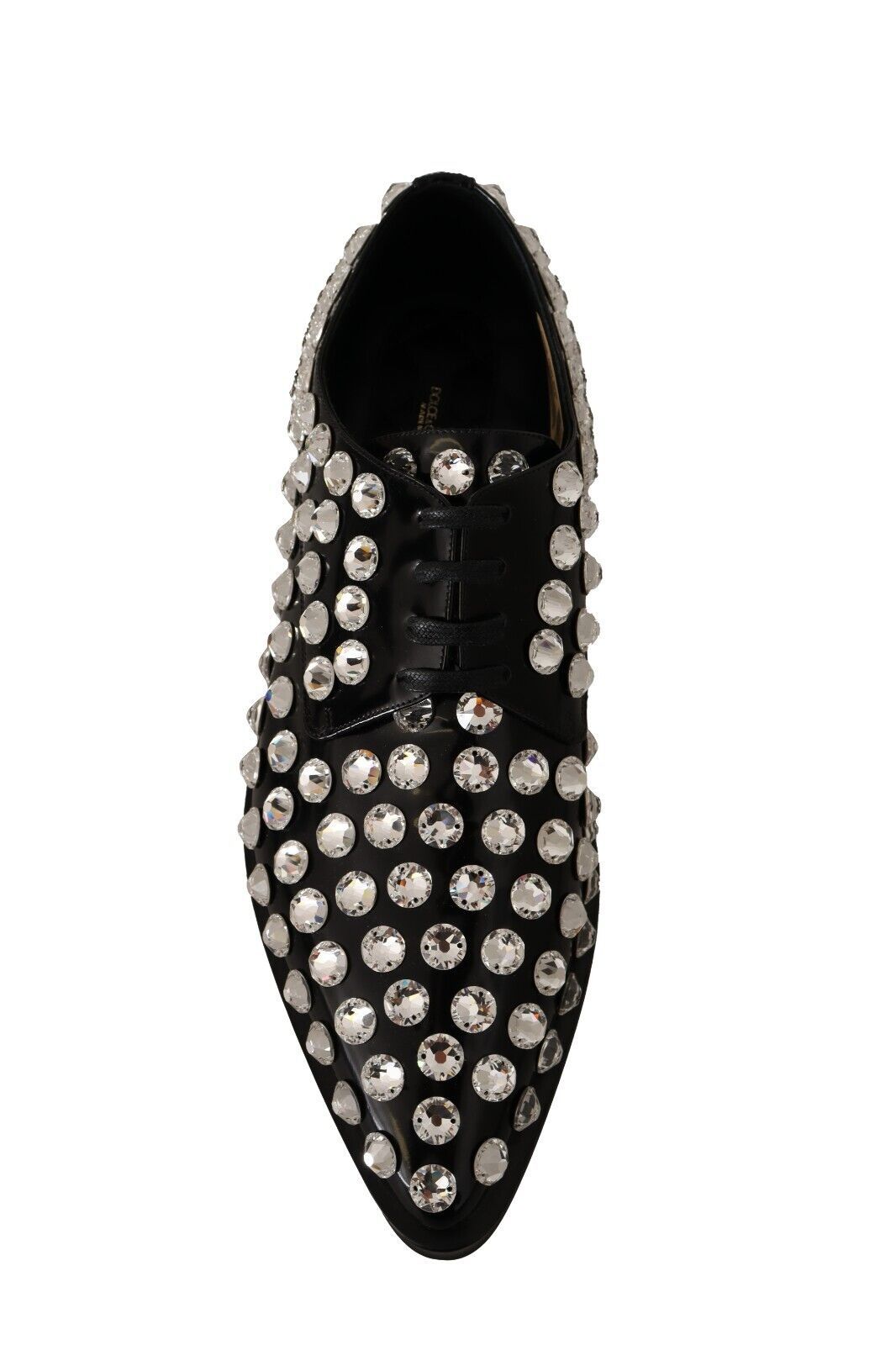 Dolce & Gabbana Crystal-Embellished Leather Formal Flats EU41 / US10.5