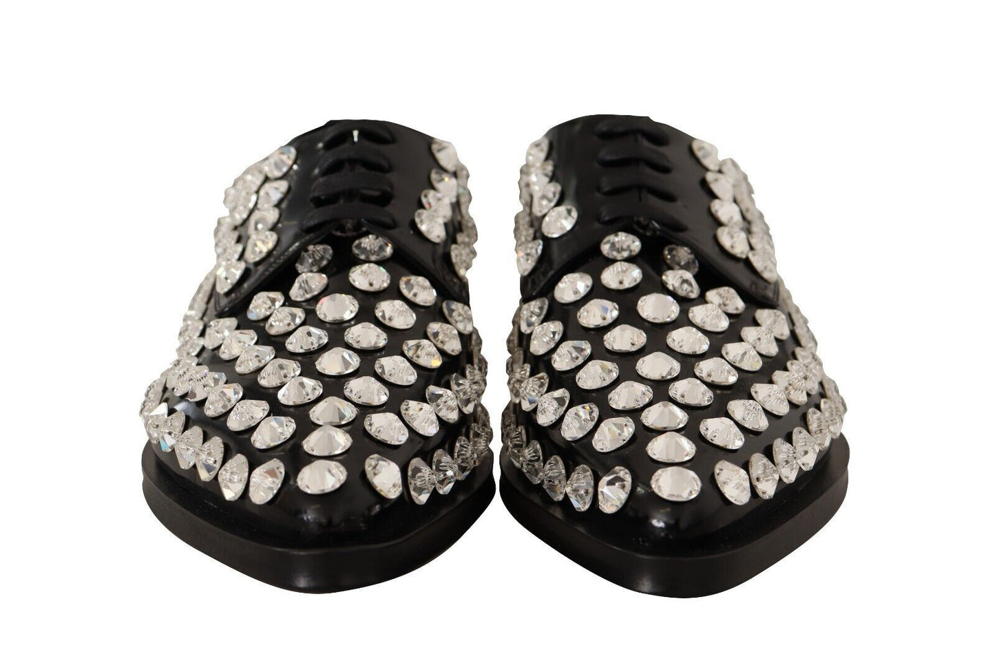 Dolce & Gabbana Crystal-Embellished Leather Formal Flats EU41 / US10.5