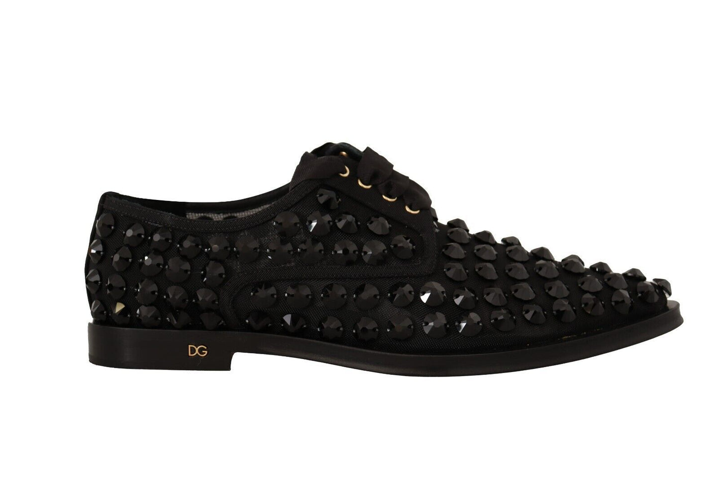 Dolce & Gabbana Elegant Gros Grain Lace-Up Jeweled Flats EU39 / US8.5