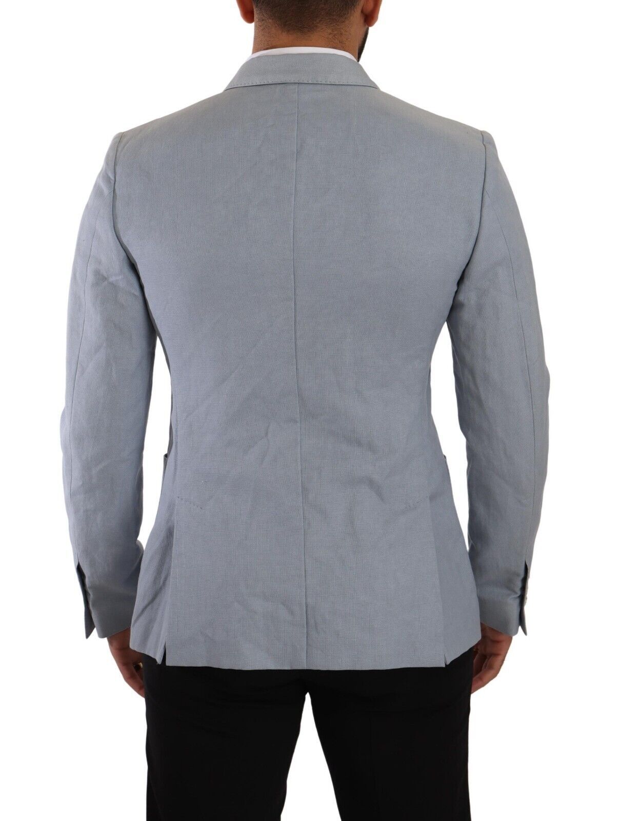 Dolce & Gabbana Elegant Slim Fit Light Blue Double Breasted Blazer IT50 / L