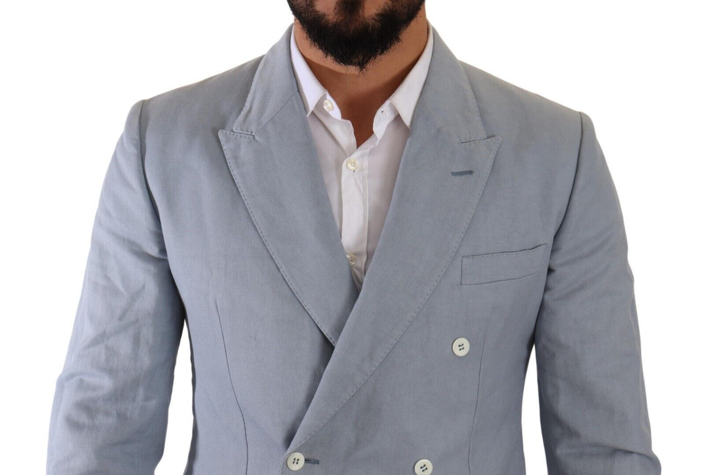 Dolce & Gabbana Elegant Slim Fit Light Blue Double Breasted Blazer IT50 / L