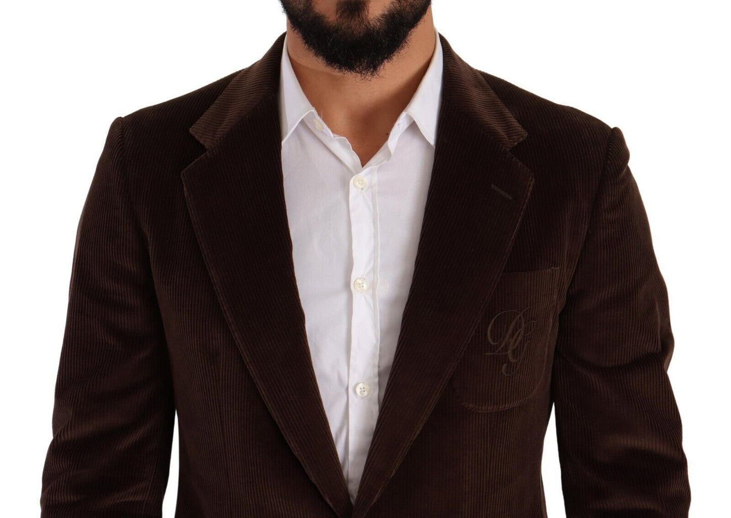 Dolce & Gabbana Elegant Brown Corduroy Slim Fit Blazer IT50 / L