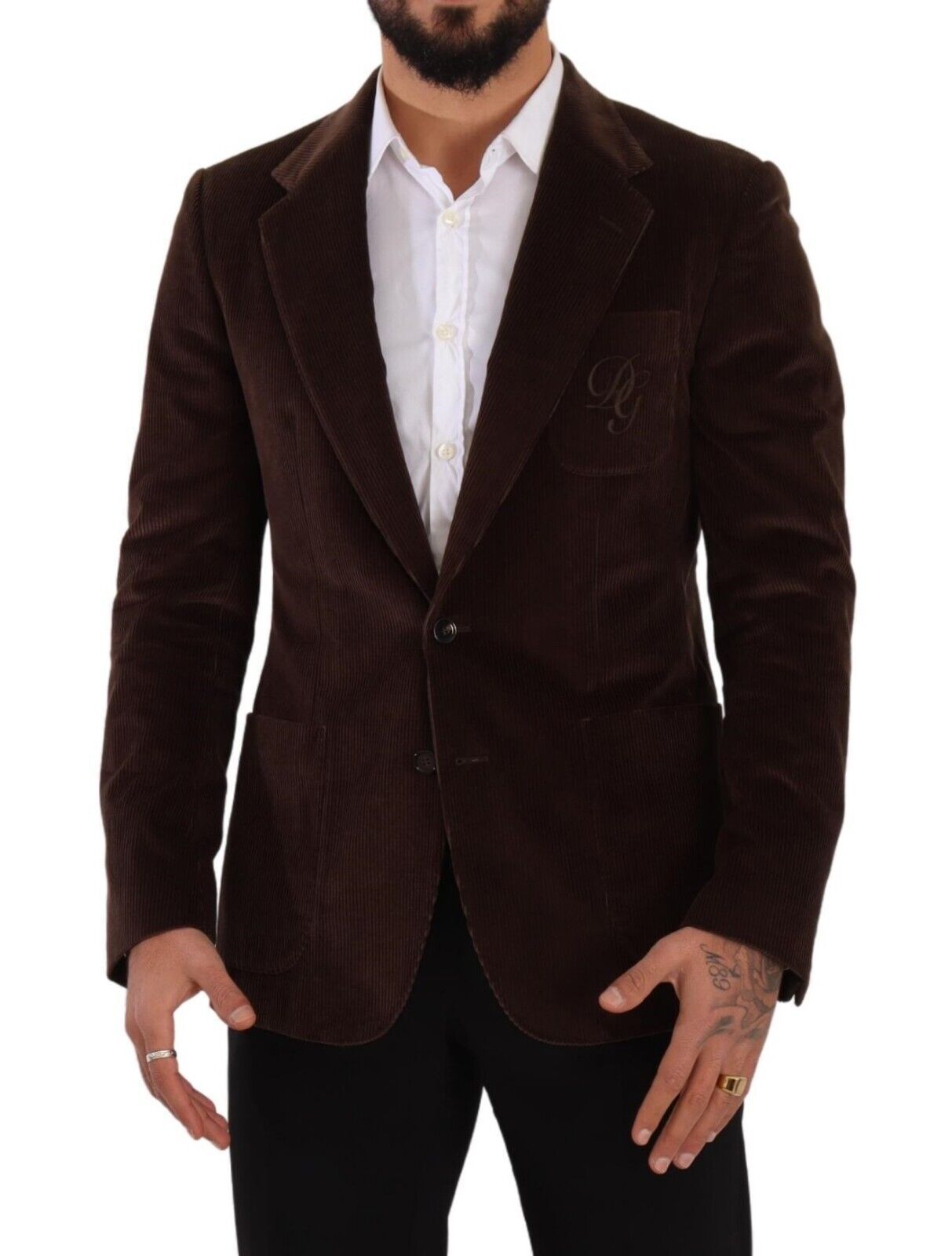 Dolce & Gabbana Elegant Brown Corduroy Slim Fit Blazer IT50 / L