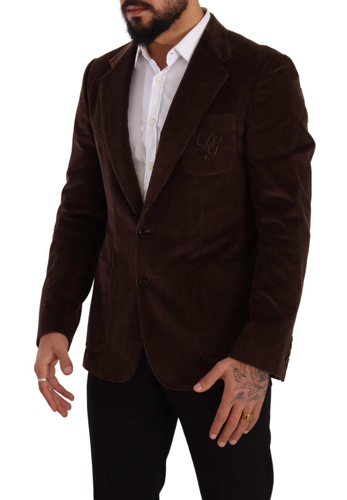 Dolce & Gabbana Elegant Brown Corduroy Slim Fit Blazer IT50 / L