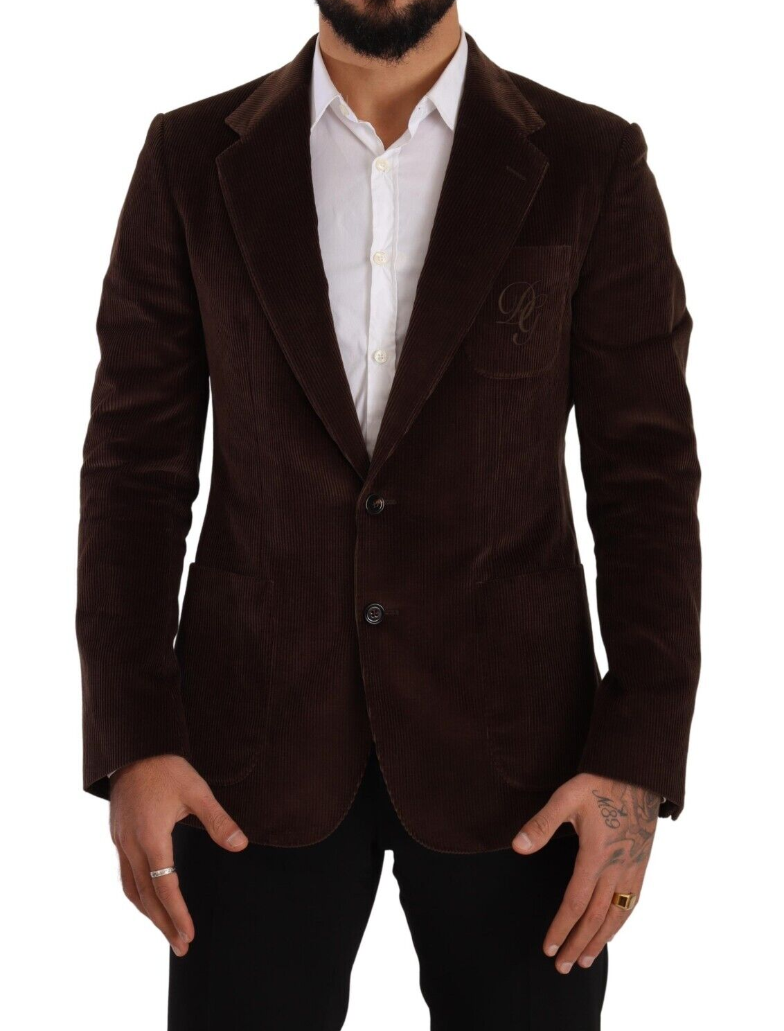 Dolce & Gabbana Elegant Brown Corduroy Slim Fit Blazer IT50 / L