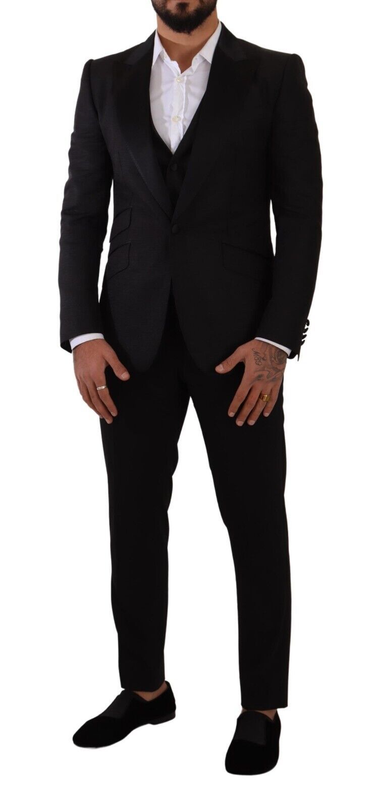 Dolce & Gabbana Sicilia Slim Fit Black Suit Ensemble IT48 / M