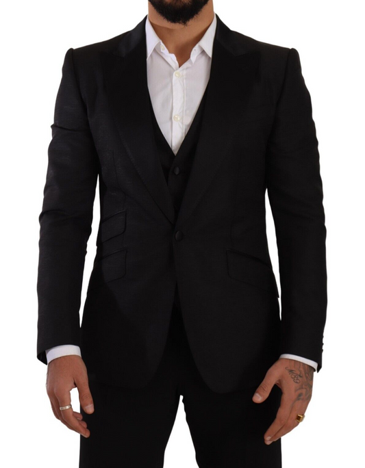 Dolce & Gabbana Sicilia Slim Fit Black Suit Ensemble IT48 / M