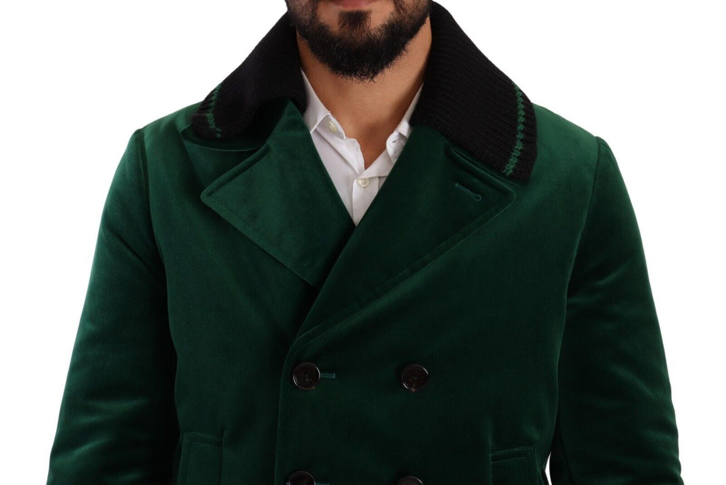 Dolce & Gabbana Elegant Velvet Double Breasted Overcoat IT48 / M