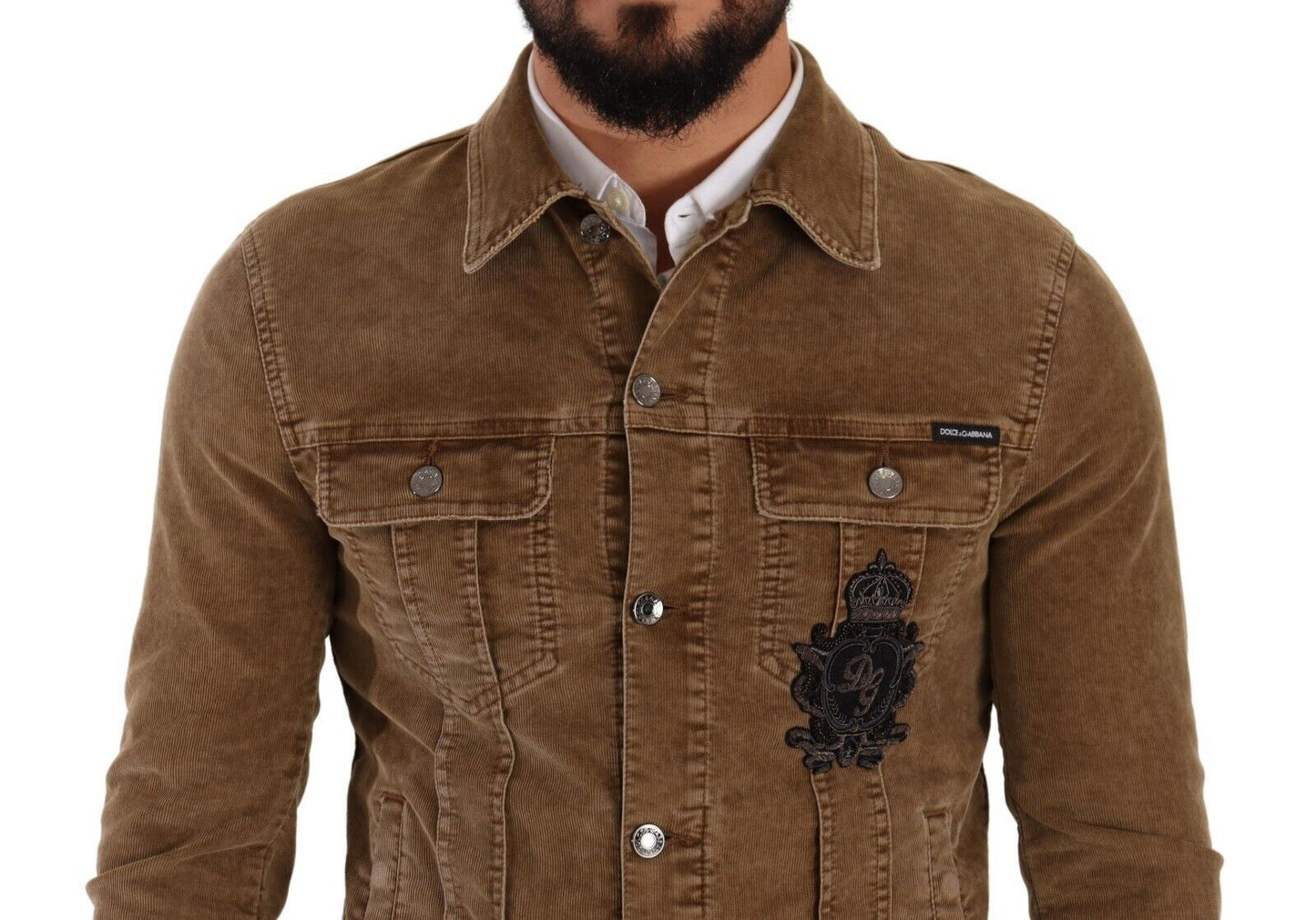 Dolce & Gabbana Elegant Corduroy Logo Jacket IT48 / M