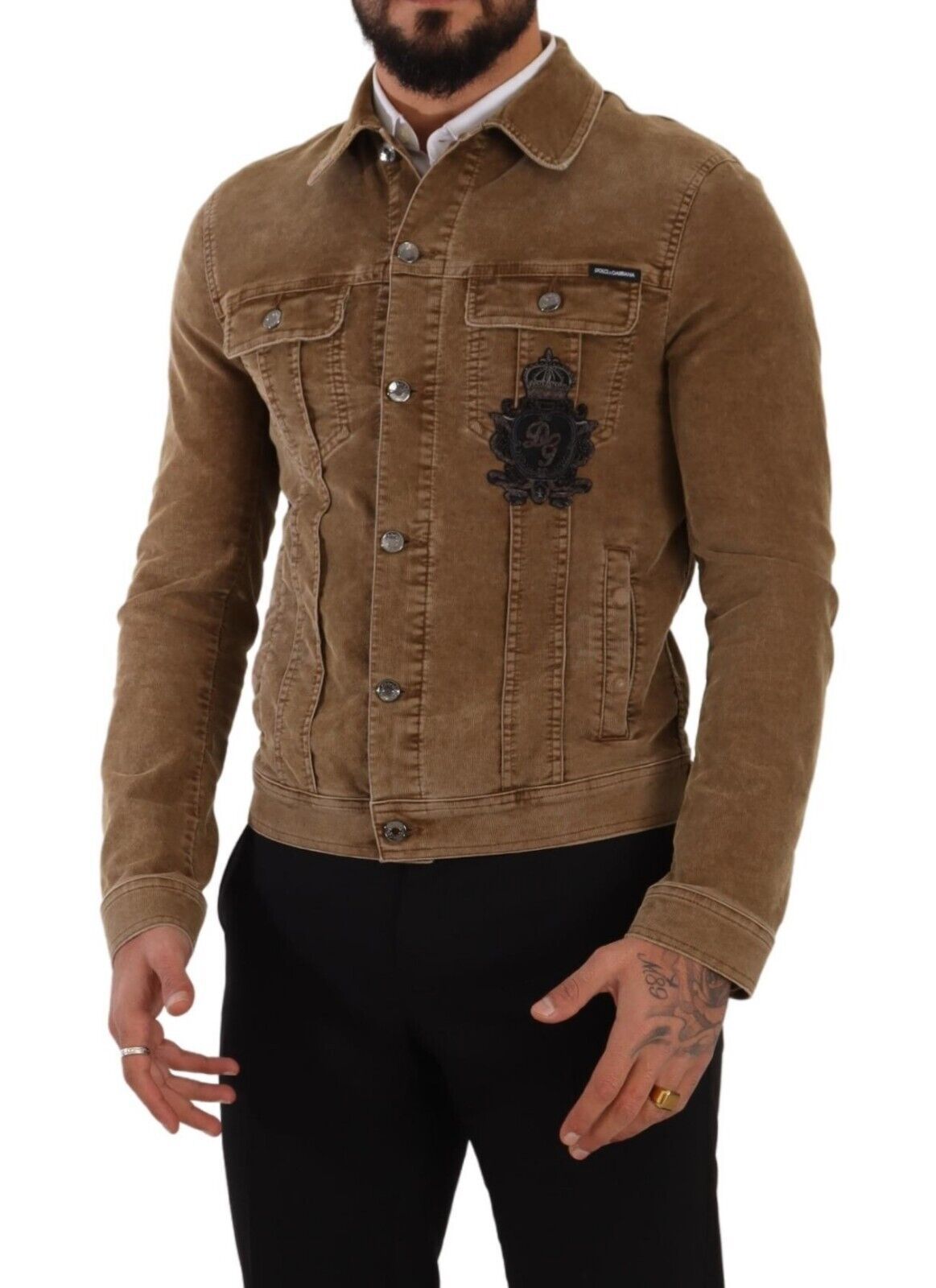 Dolce & Gabbana Elegant Corduroy Logo Jacket IT48 / M