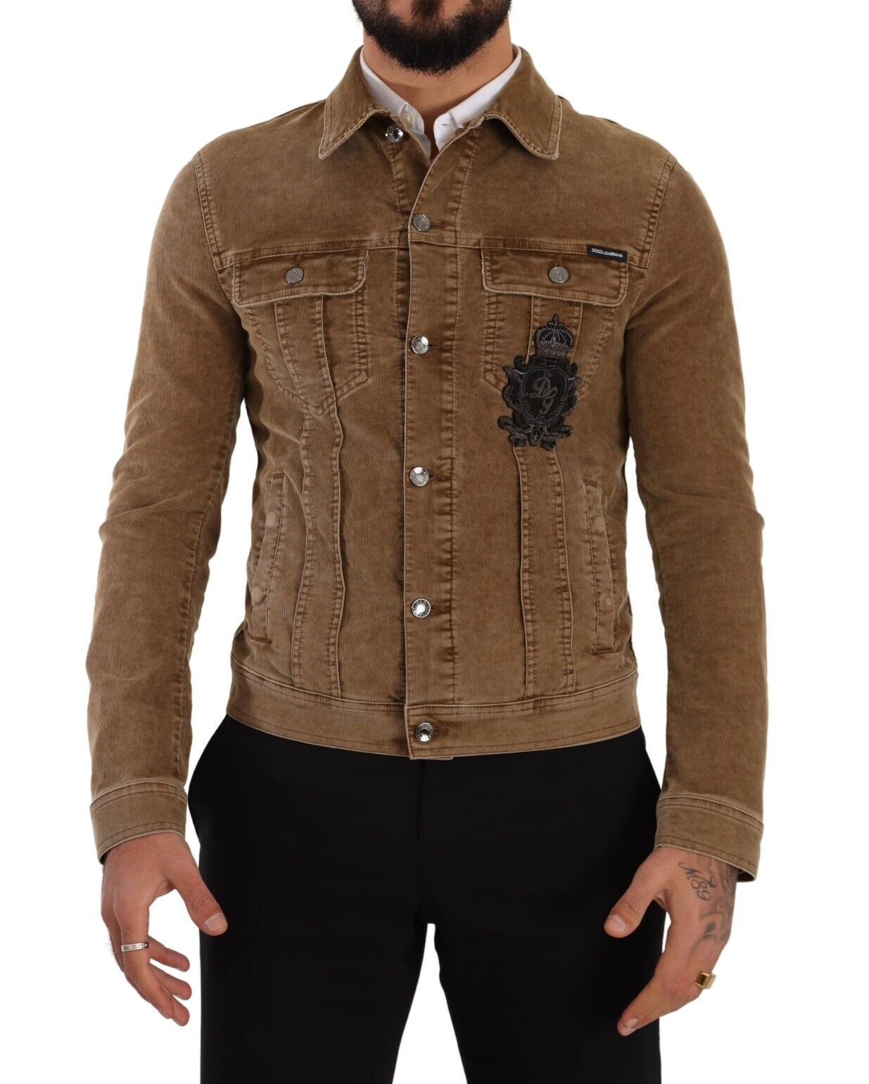 Dolce & Gabbana Elegant Corduroy Logo Jacket IT48 / M