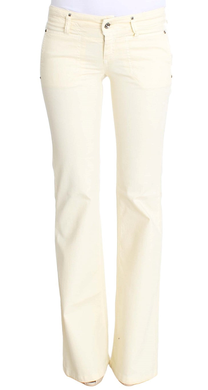 Costume National Chic Off-White Flared Designer Jeans W26