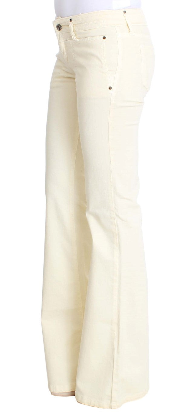 Costume National Chic Off-White Flared Designer Jeans W26