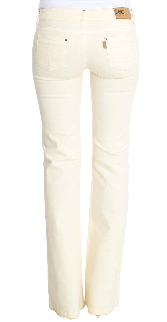 Costume National Chic Off-White Flared Designer Jeans W26