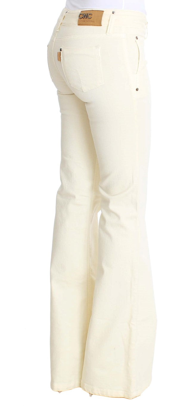 Costume National Chic Off-White Flared Designer Jeans W26