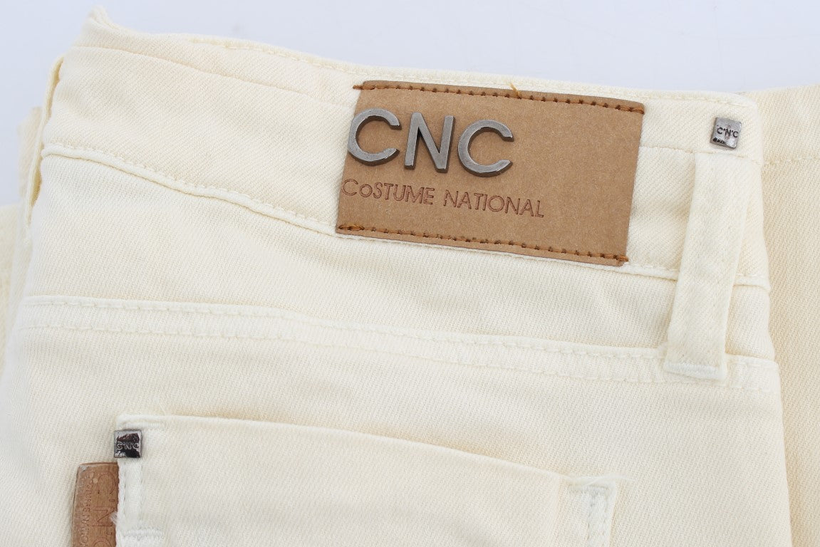 Costume National Chic Off-White Flared Designer Jeans W26