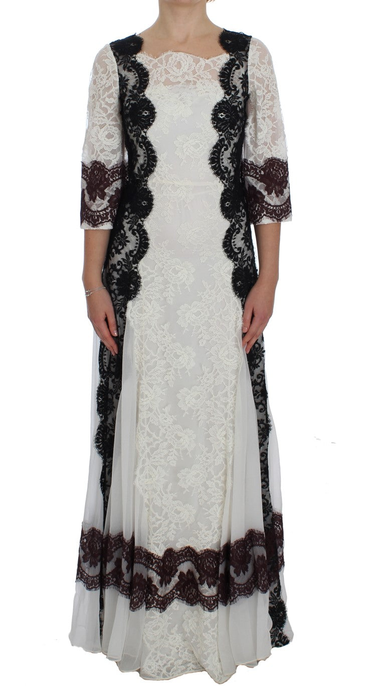 Dolce & Gabbana Floral Lace Silk Blend Maxi Dress IT38 | XS