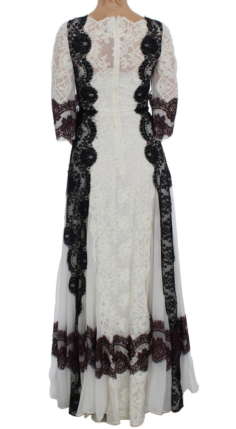 Dolce & Gabbana Floral Lace Silk Blend Maxi Dress IT38 | XS