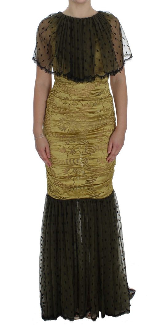 Dolce & Gabbana Yellow Floral Lace Sheath Dress IT40 | S