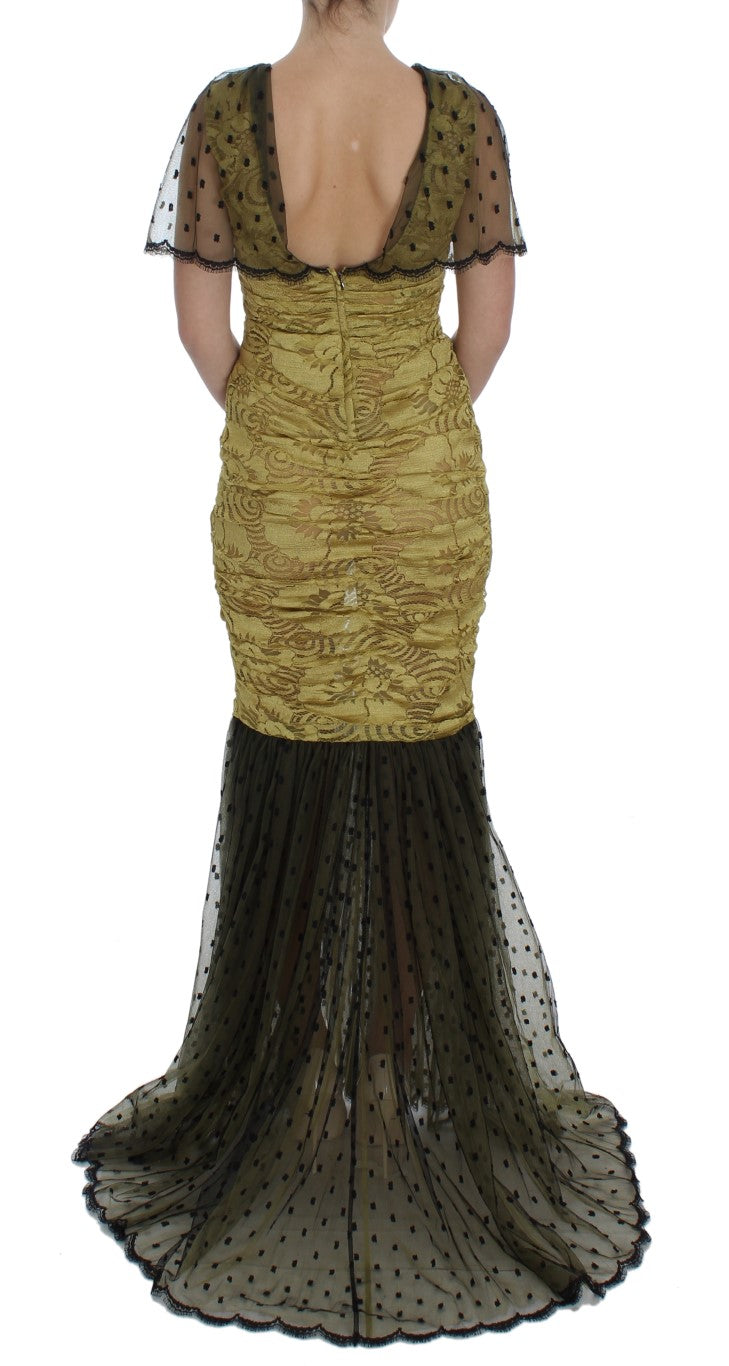 Dolce & Gabbana Yellow Floral Lace Sheath Dress IT40 | S