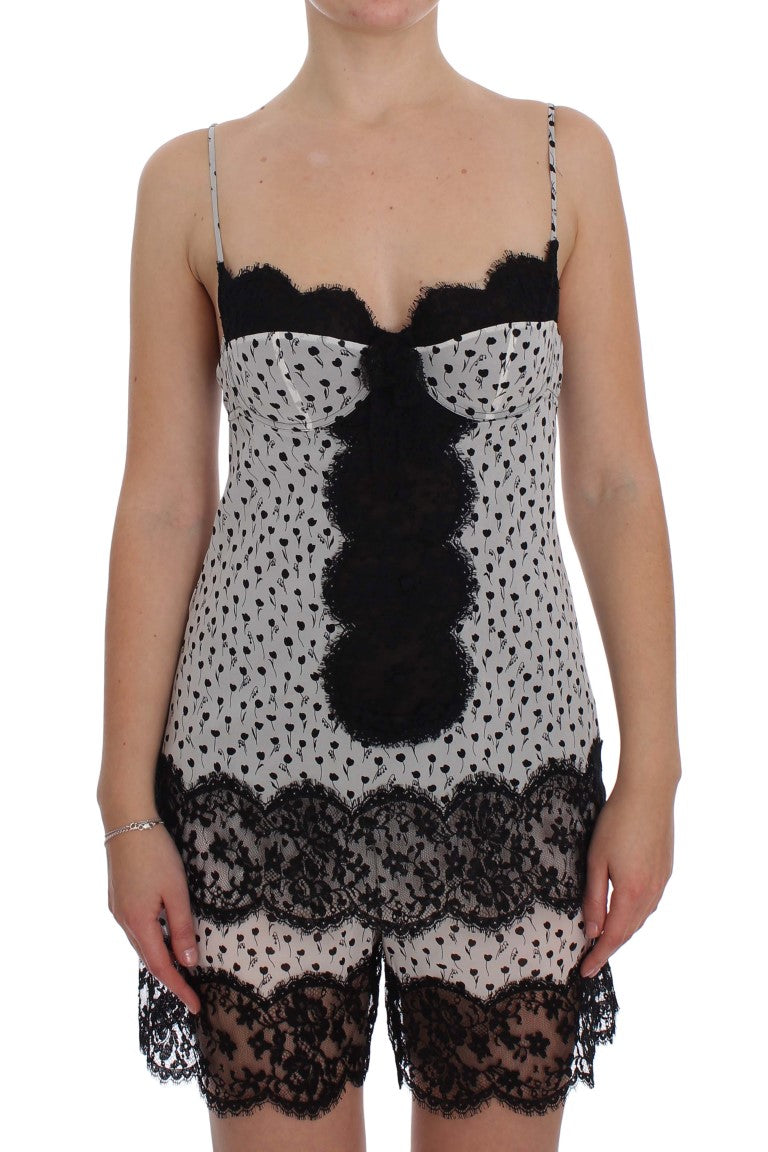 Dolce & Gabbana Elegant Floral Lace Silk Chemise IT4 / L