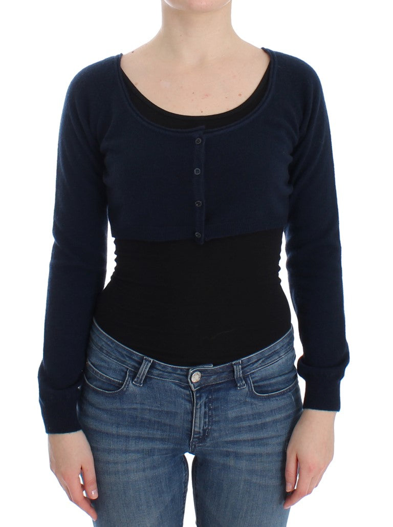 Ermanno Scervino Chic Cashmere-Blend Cropped Sweater in Blue IT46 | L