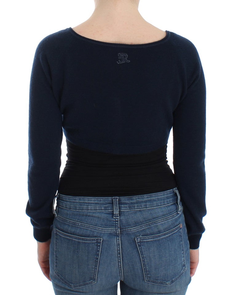 Ermanno Scervino Chic Cashmere-Blend Cropped Sweater in Blue IT46 | L