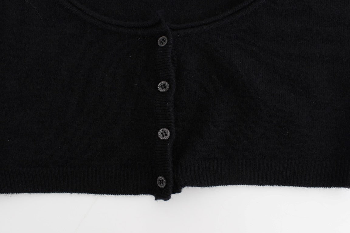 Ermanno Scervino Chic Cropped Black Wool-Cashmere Sweater IT44 | M