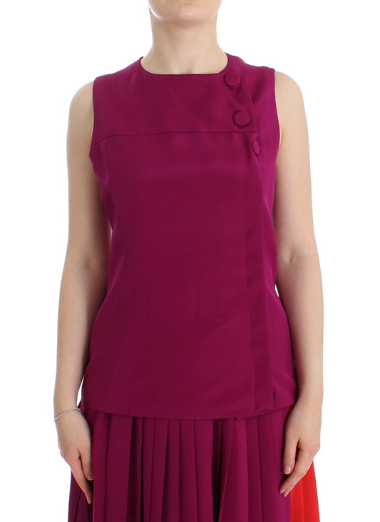 Barbara Casasola Stunning Silk Sleeveless Purple Blouse IT42 | S