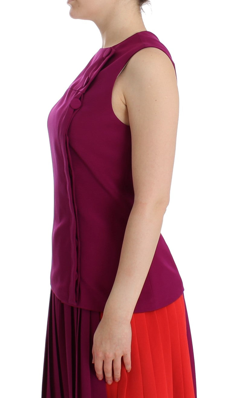 Barbara Casasola Stunning Silk Sleeveless Purple Blouse IT42 | S