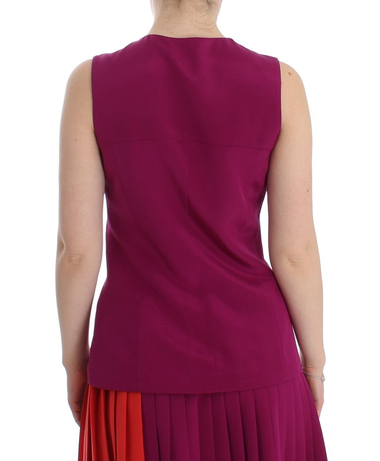 Barbara Casasola Stunning Silk Sleeveless Purple Blouse IT42 | S