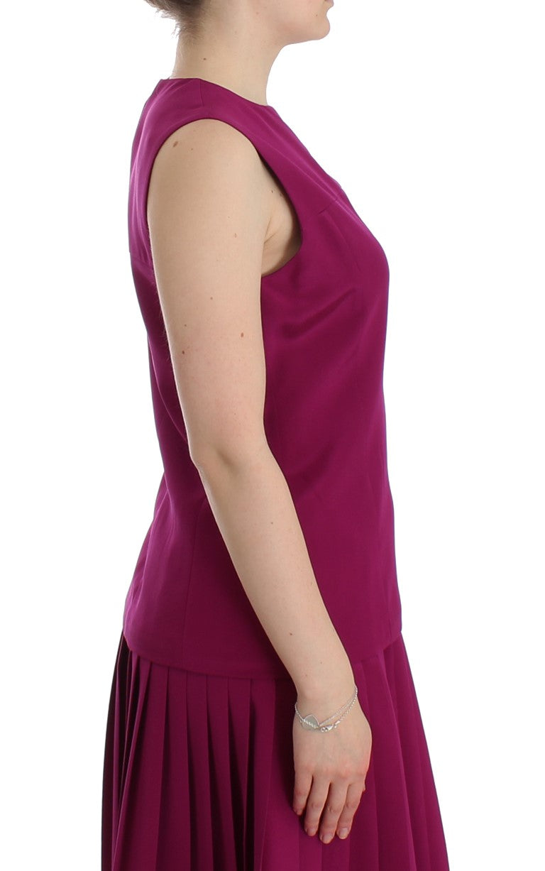 Barbara Casasola Stunning Silk Sleeveless Purple Blouse IT42 | S