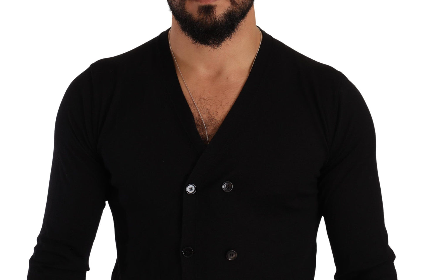 Dolce & Gabbana Elegant V-Neck Black Cashmere Cardigan IT46 / S