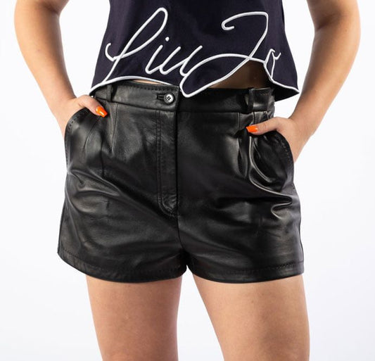 Dolce & Gabbana Black Lambskin Women Shorts IT48 / XL