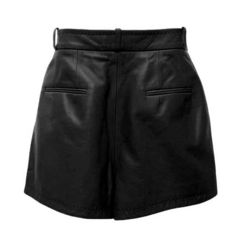 Dolce & Gabbana Black Lambskin Women Shorts IT48 / XL