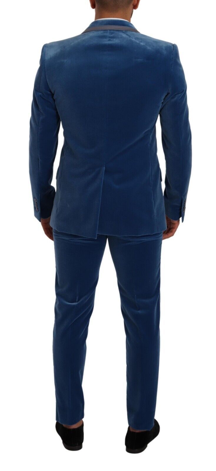 Dolce & Gabbana Elegant Velvet Blue Slim Fit Suit IT48 / M