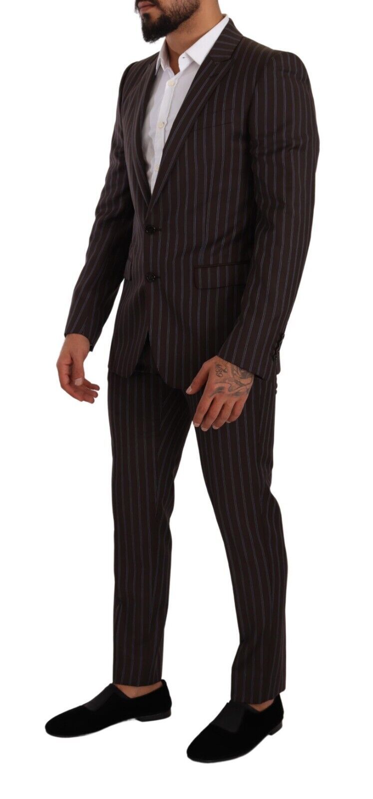 Dolce & Gabbana Elegant Maroon Striped Slim Fit Suit IT48 / M