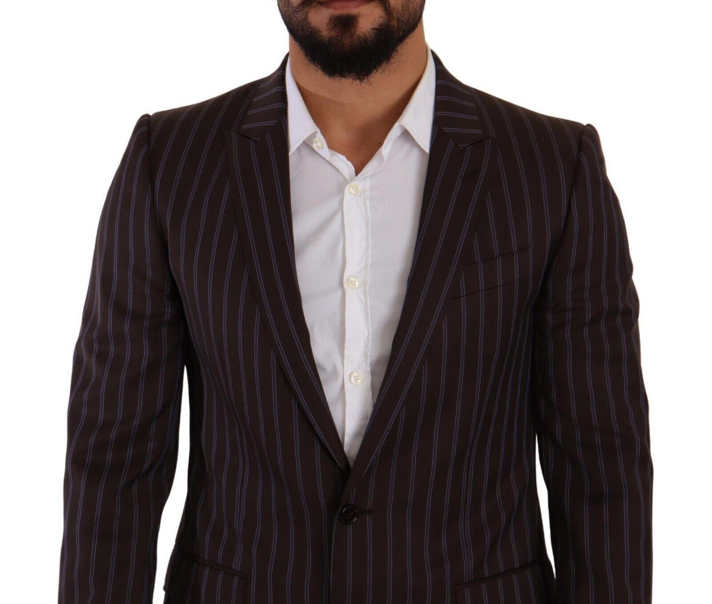 Dolce & Gabbana Elegant Maroon Striped Slim Fit Suit IT48 / M