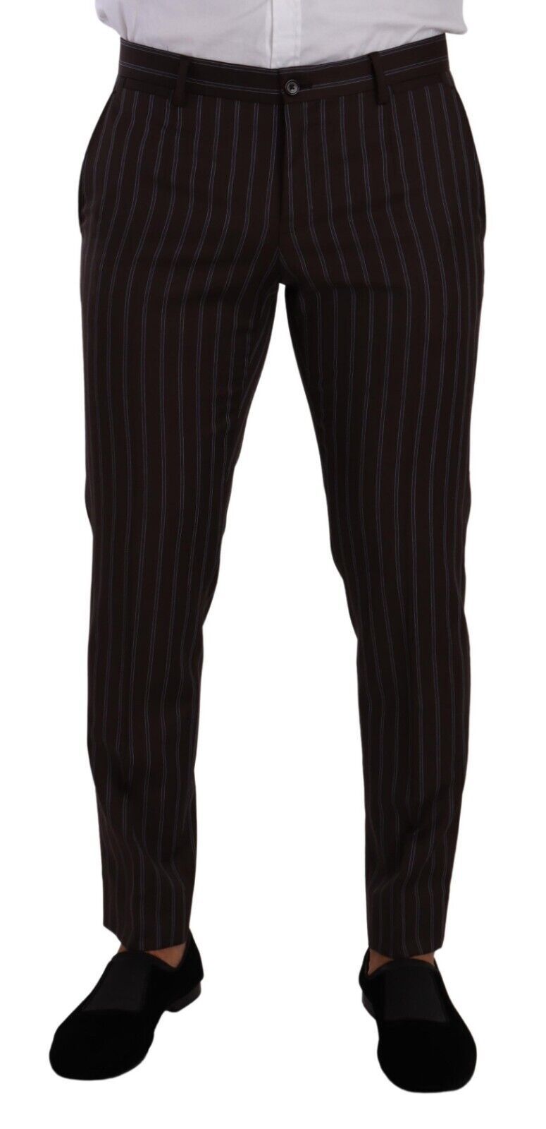 Dolce & Gabbana Elegant Maroon Striped Slim Fit Suit IT48 / M