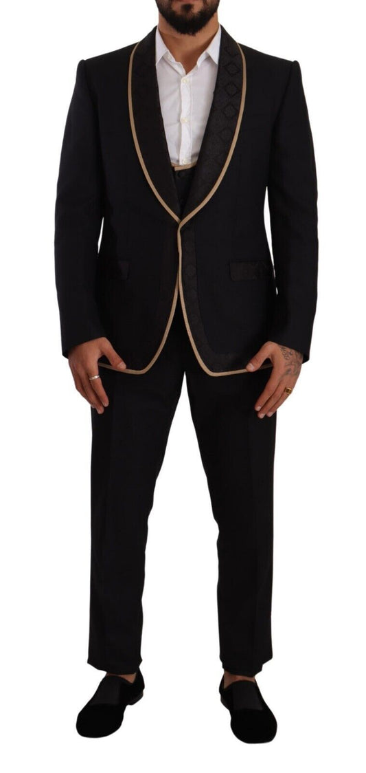 Dolce & Gabbana Elegant Black Silk Blend 3-Piece Suit IT52 / L