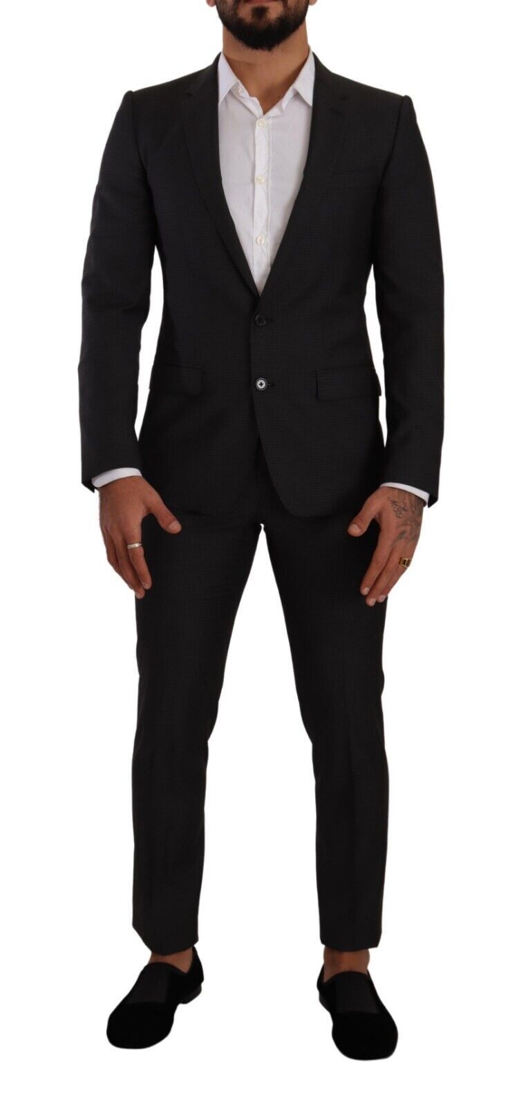 Dolce & Gabbana Elegant Black Wool Martini Suit IT46 / S