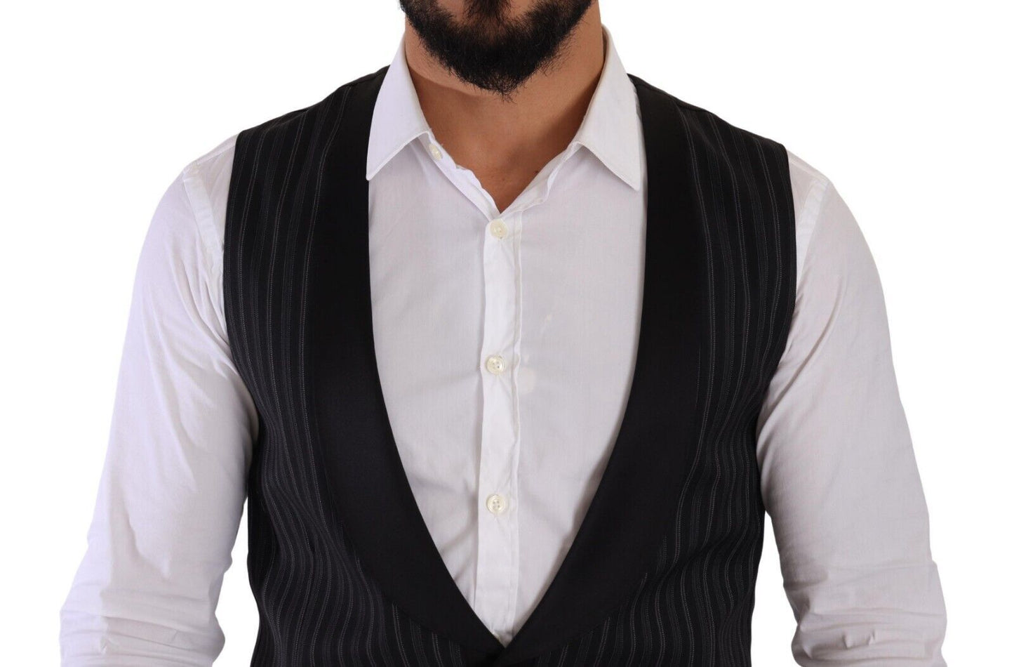 Dolce & Gabbana Elegant Striped Formal Dress Vest IT48 / M