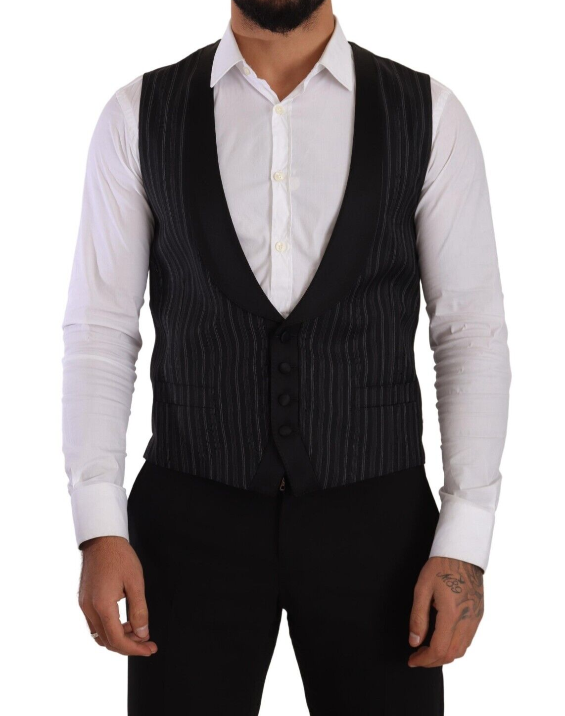 Dolce & Gabbana Elegant Striped Formal Dress Vest IT48 / M